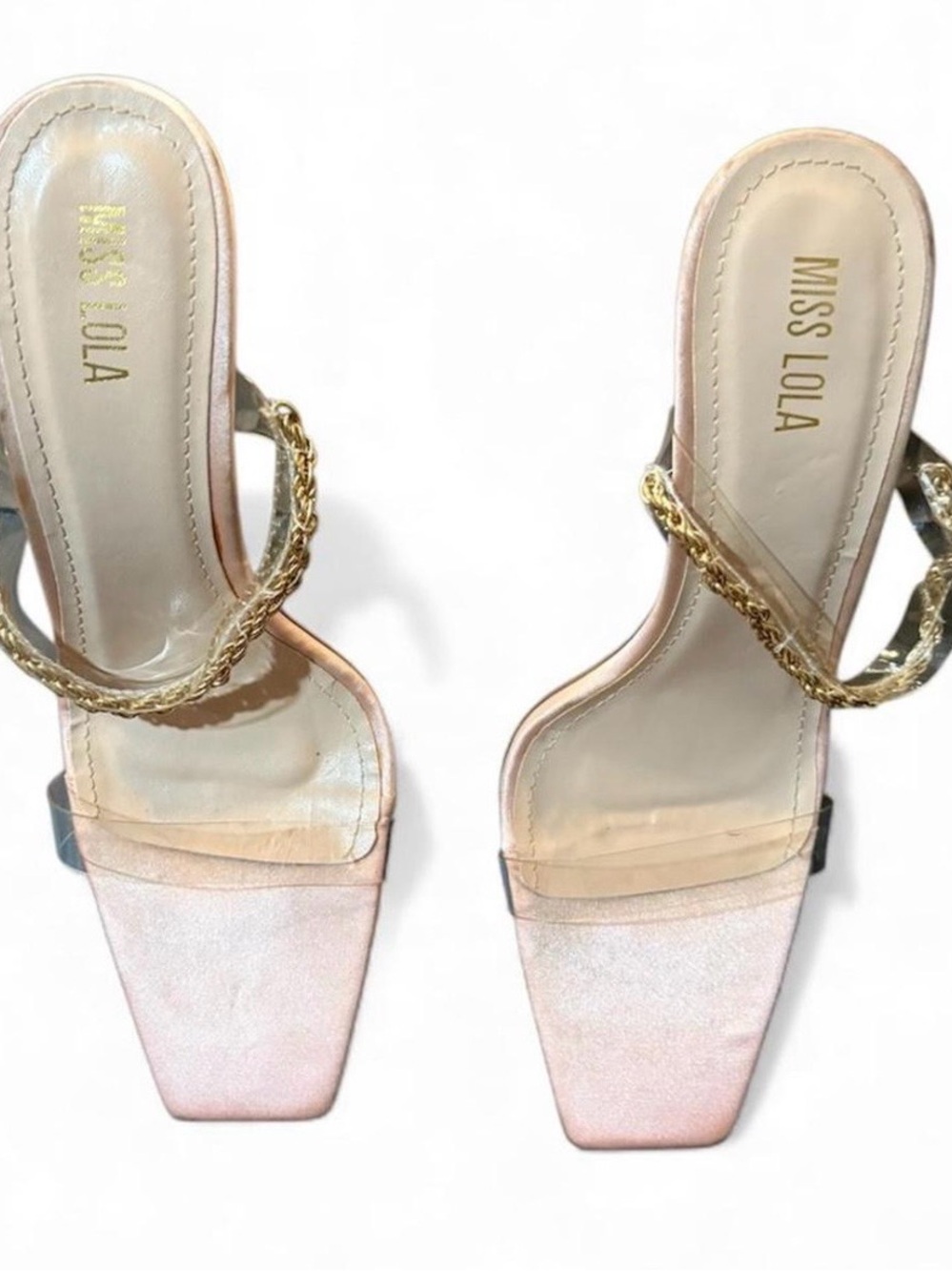Pink Chain-Strap Slide Sandals